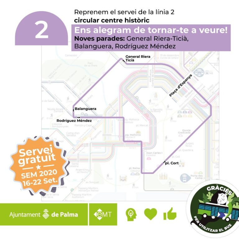 Se recupera la Línea 2 y diversas paradas de la zona centro