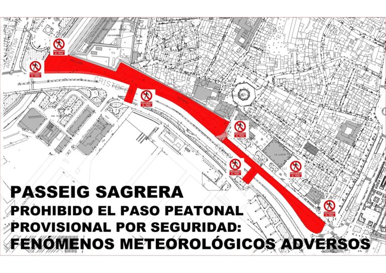 Cerrado el acceso peatonal paseo Sagrera y Dalt Murada