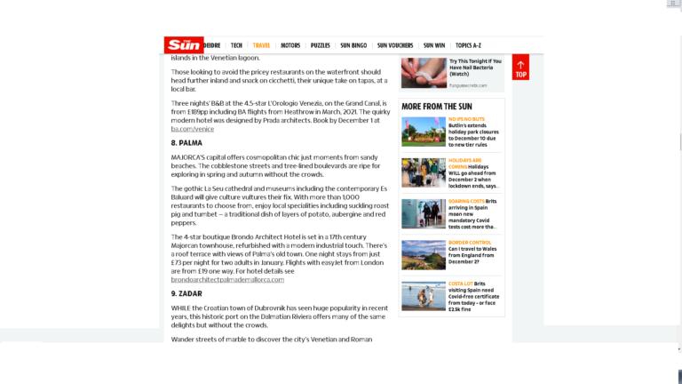 El diario británico The Sun sitúa Palma entre los 21 mejores destinos