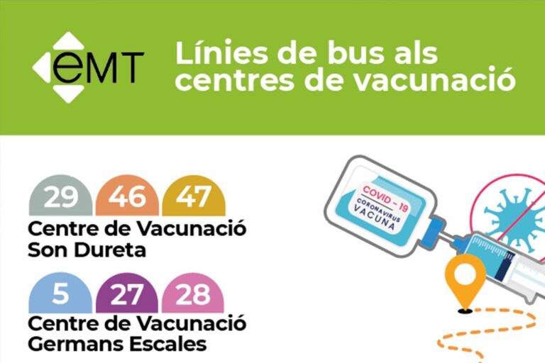 Líneas de buses a los centros de vacunación de Palma