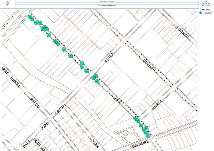 reordenación del arbolado en la calle Alber del Rafal Vell