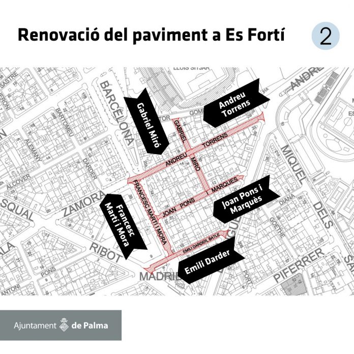 renovación del pavimento de siete calles en el barrio de Es Fortí