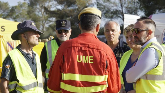 simulacro de incendio forestal con los cuerpos de seguridad de las Islas Baleares y la UME