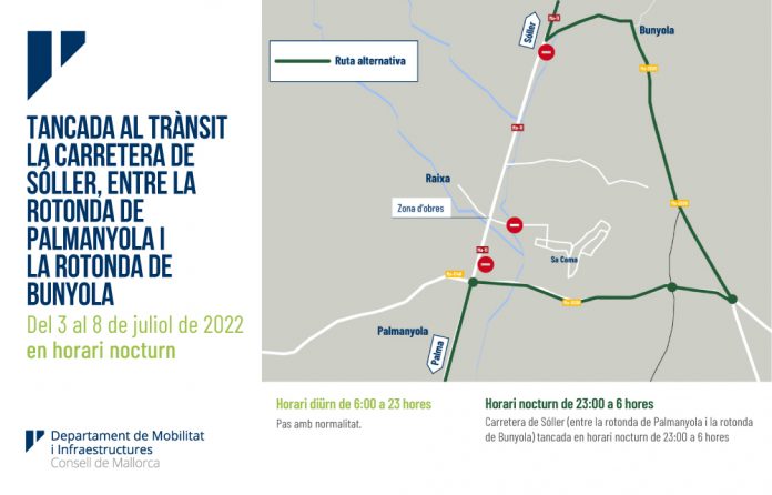 Cierre de un tramo de la carretera de Sóller