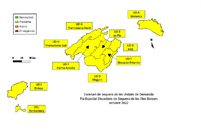 Todas las Unidades de Demanda se encuentran en escenario de prealerta de sequía