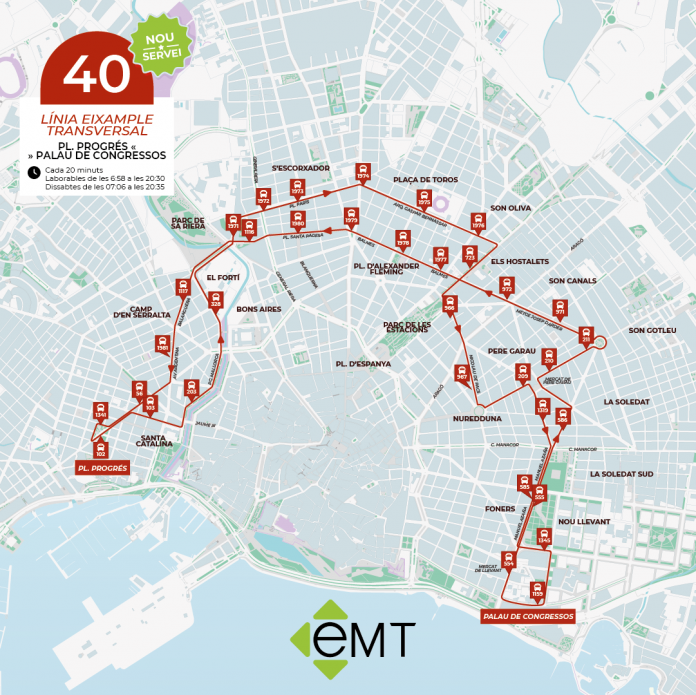 Nace la primera línea de la EMT Palma Eixample-Transversal que conecta Palacio de Congresos y plaza Progrés