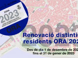 Este jueves día 1 de diciembre se inicia la campaña de renovación del distintivo ORA de residentes