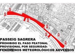 Paseo Sagrera cerrado por alerta naranja por fuertes vientos de la AEMET