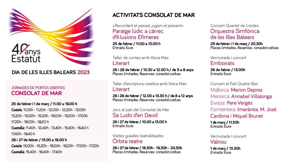 Agenda cultural del Consolat de Mar