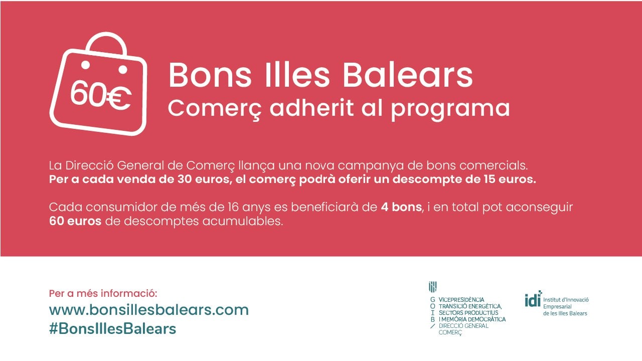 Más de 250 comercios ya se han adherido a la campaña de Bons Illes Balears del Govern en las primeras 24 horas