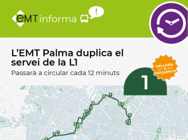 la línea 1 de la EMT del paseo Marítimo con un bus cada 12 minutos