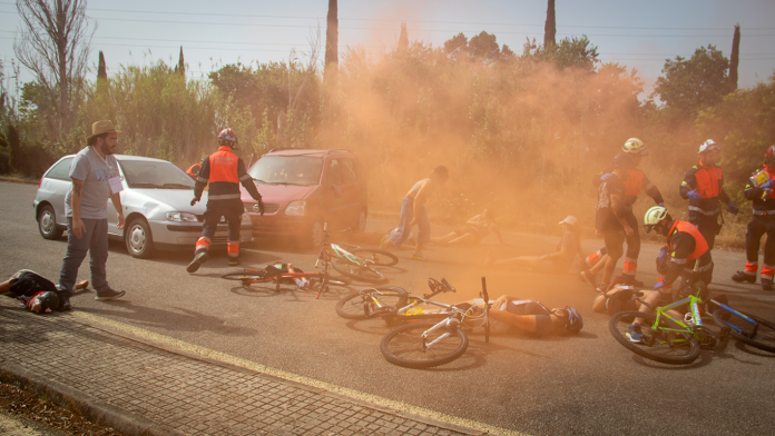 Simulacro de emergencias de Enfermería en el campus