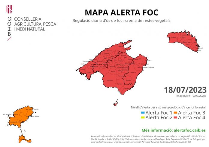 Agricultura, Pesca y Medio Natural recuerda que durante los próximos días se alcanzarán condiciones meteorológicas muy complicadas que elevan a extremo el riesgo de incendio forestal