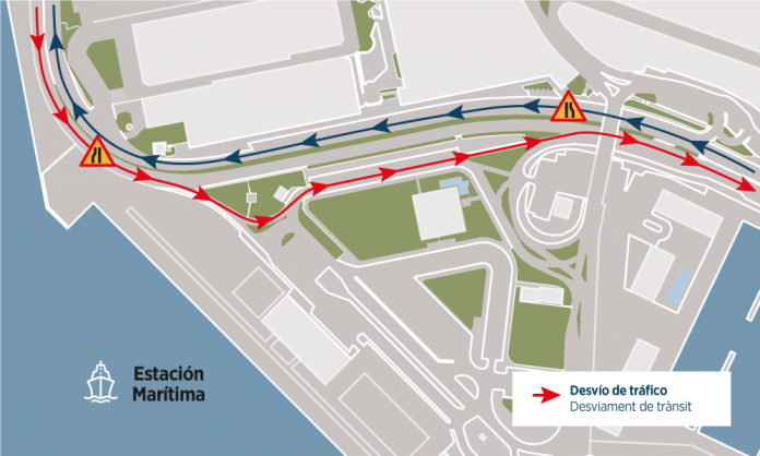 Desvío temporal del tráfico en el paseo Marítimo