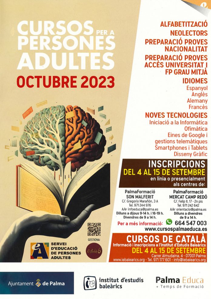 101 cursos para personas adultas de idiomas, nuevas tecnologías, acceso a la universidad y FP, y pruebas de nacionalidad