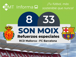 Policía Local y EMT refuerzan sus servicios con motivo del partido de fútbol entre el RCD Mallorca y el FC Barcelona