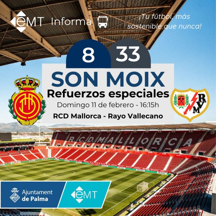 La EMT Palma reforzará el servicio de autobuses para el partido RCD Mallorca – Rayo Vallecano este domingo