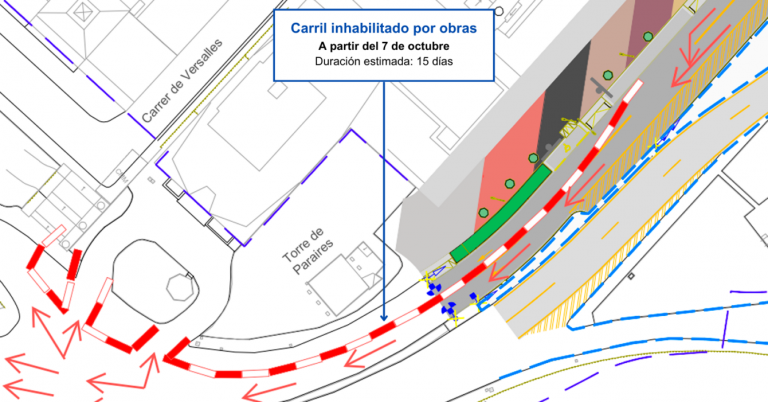 Inhabilitación temporal del carril derecho de salida del paseo Marítimo en dirección Andratx