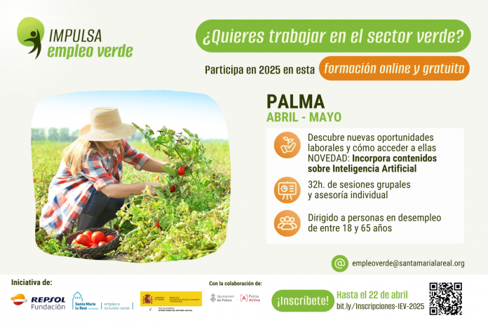 Personas en desempleo de Palma podrán participar a partir de este mes de abril en la formación de “Impulsa Empleo Verde”