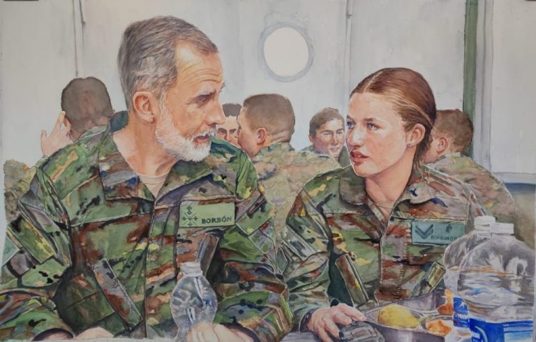 Cesión de la acuarela “Visita sorpresa del rey Felipe VI a su hija en la Academia General Militar de Zaragoza”