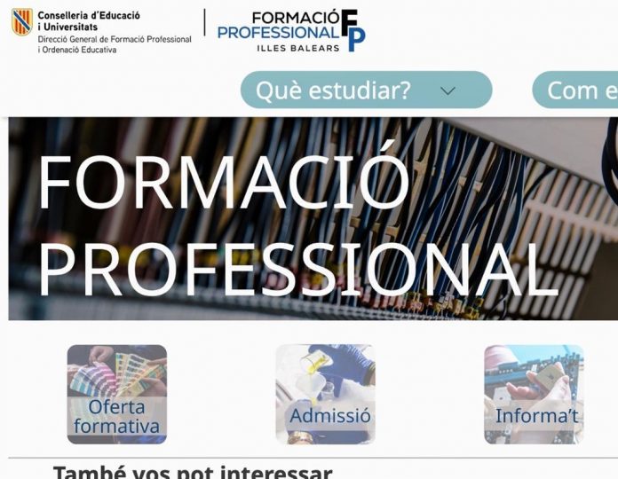 Nuevo portal web para impulsar la Formación Profesional en las Illes Balears