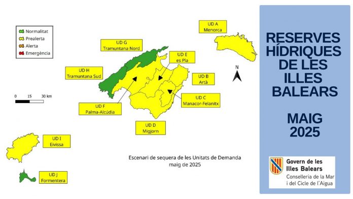 Las reservas hídricas bajan al 51% en mayo en Baleares pese a un mes más húmedo de lo habitual