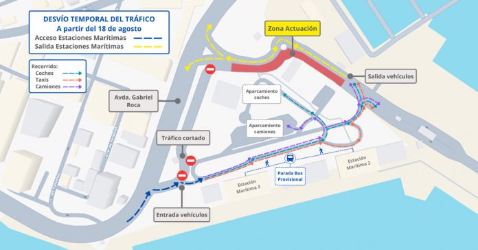 Desvío temporal del tráfico en los accesos a las estaciones marítimas del puerto de Palma