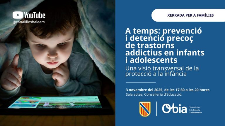 La OBIA organiza la charla “A tiempo” sobre la prevención y detección precoz de los trastornos adictivos en la infancia y la adolescencia
