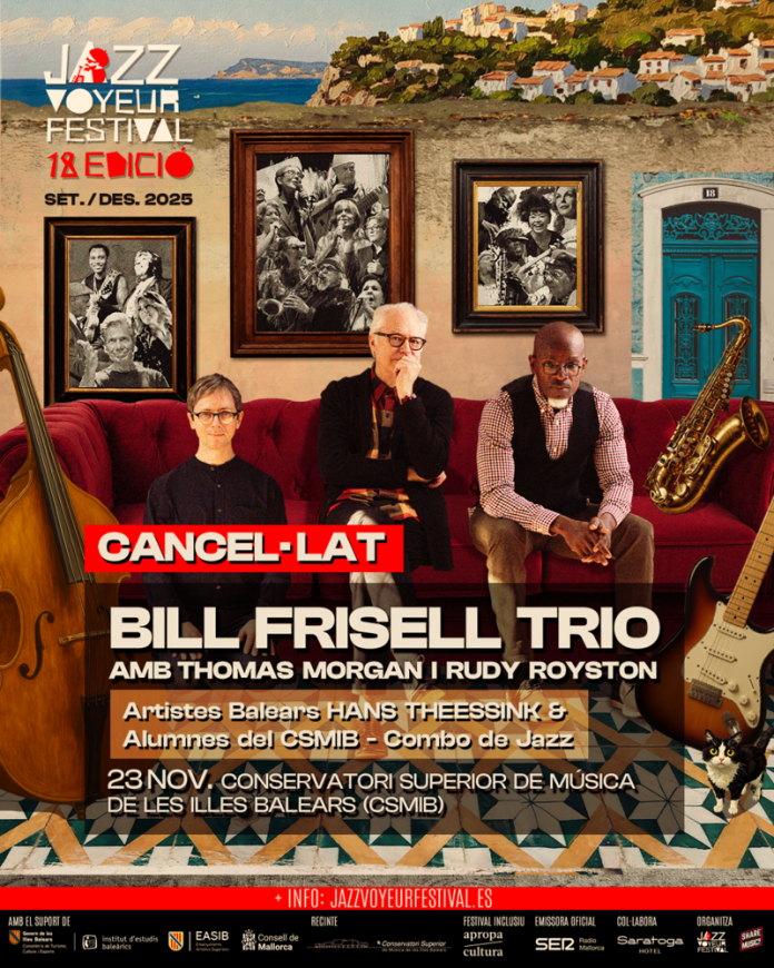 Se cancela el concierto de Bill Frisell Trio en el Jazz Voyeur Festival por motivos de salud del artista