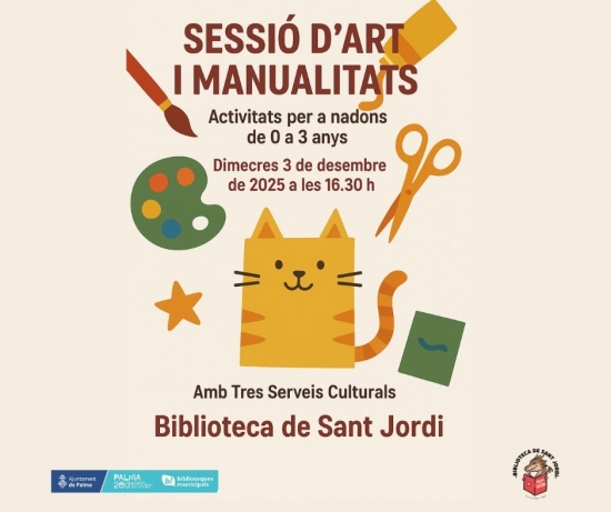 Sesión artística y de manualidades para bebés en la Biblioteca de Sant Jordi