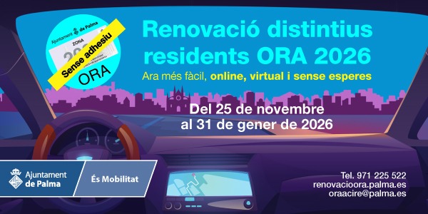 La renovación del distintivo ORA para residentes arranca el 25 de noviembre y por primera vez será totalmente virtual