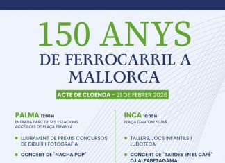 SFM clausura el 150º aniversario del tren de Mallorca con una jornada festiva en Palma e Inca y un concierto de Nacha Pop SFM clausura el 150º aniversario del tren de Mallorca con una jornada festiva en Palma e Inca y un concierto de Nacha Pop