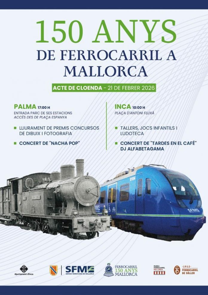 SFM clausura el 150º aniversario del tren de Mallorca con una jornada festiva en Palma e Inca y un concierto de Nacha Pop