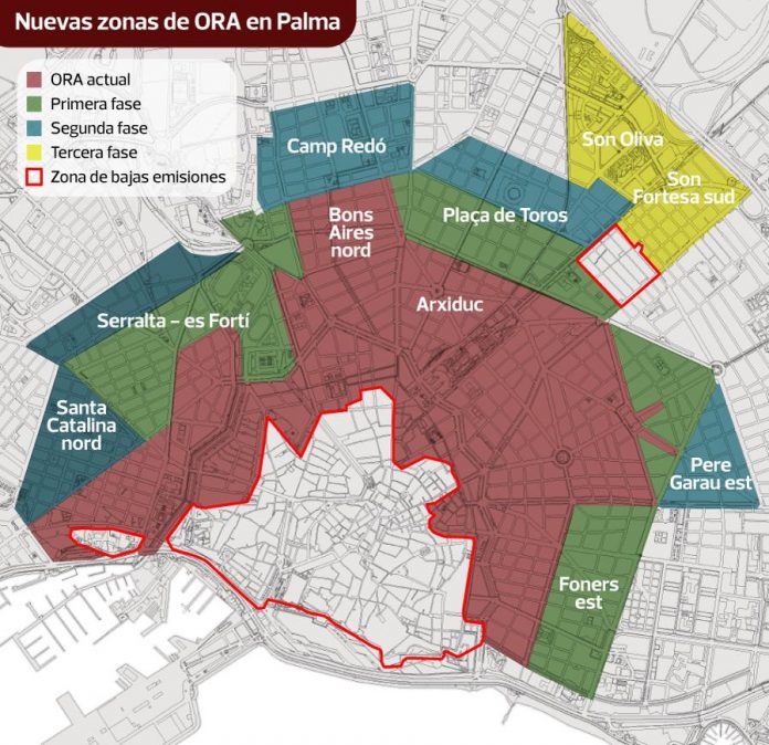 Palma ampliará la ORA a nuevos barrios del Eixample y superará las 25.000 plazas reguladas