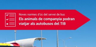 Los animales de compañía podrán viajar en los autobuses del TIB a partir del 7 de junio Los animales de compañía podrán viajar en los autobuses del TIB a partir del 7 de junio