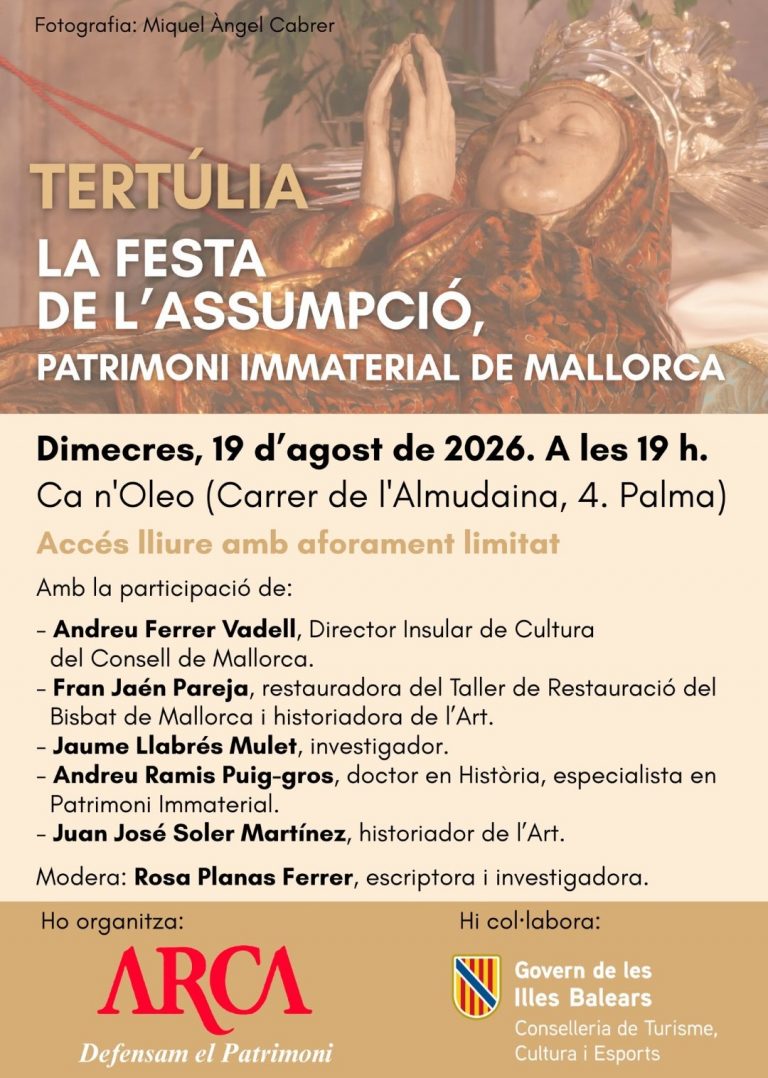 ARCA reivindica la Festa de l’Assumpció como patrimonio inmaterial de Mallorca con una tertulia en Ca n’Oleo