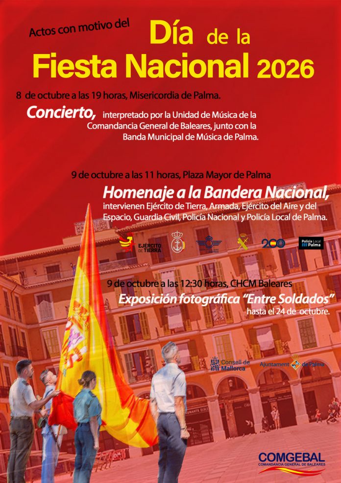 Palma celebrará la Fiesta Nacional con un acto militar en la Plaza Mayor, un concierto y una exposición
