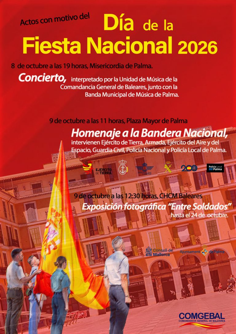 Palma celebrará la Fiesta Nacional con un acto militar en la Plaza Mayor, un concierto y una exposición